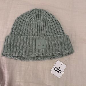 Alo Ribbed Knit Beanie in Sage Green